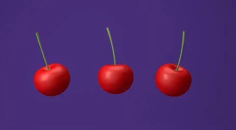 Close up three red cherry Stock Illustration