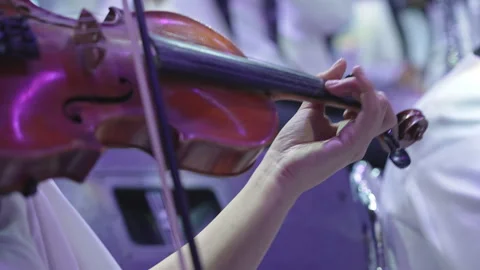 A close-up of a thrilling moment as a violinist performs Video stock 308448798