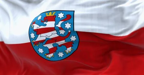 Close-up of Thuringia flag waving in the wind Illustrazione stock