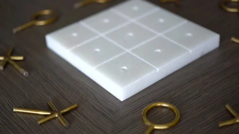 Close-up of tic-tac-toe made of metal and stone Stock Footage 220829348