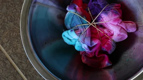 Up Close Tie Dying Craft Tie dye Stock Footage 168545276