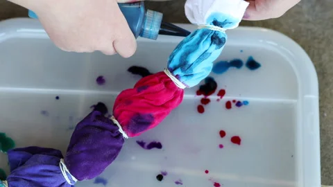 Up Close Tie Dying Craft Tie dye Stock Footage 197539085