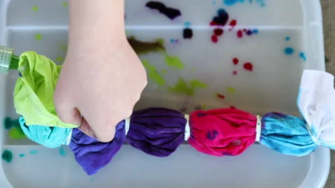 Up Close Tie Dying Craft Tie dye Stock Footage 197539206