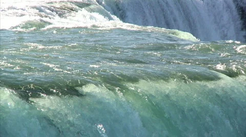 Close Up Tilt Down of Crest of Niagara Falls Stock Footage 536687
