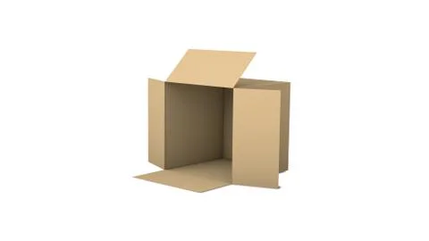Close up tilt empty Cardboard box mock up opened Stock Illustration