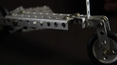 Close up Tilt of Metal Model Construction Toy Stock Footage 51348038