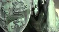 Close up tilt view lion sculpture with shield HD Footage