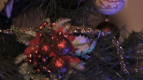 Close up tilting Christmas Tree clip Stock Footage 33793533