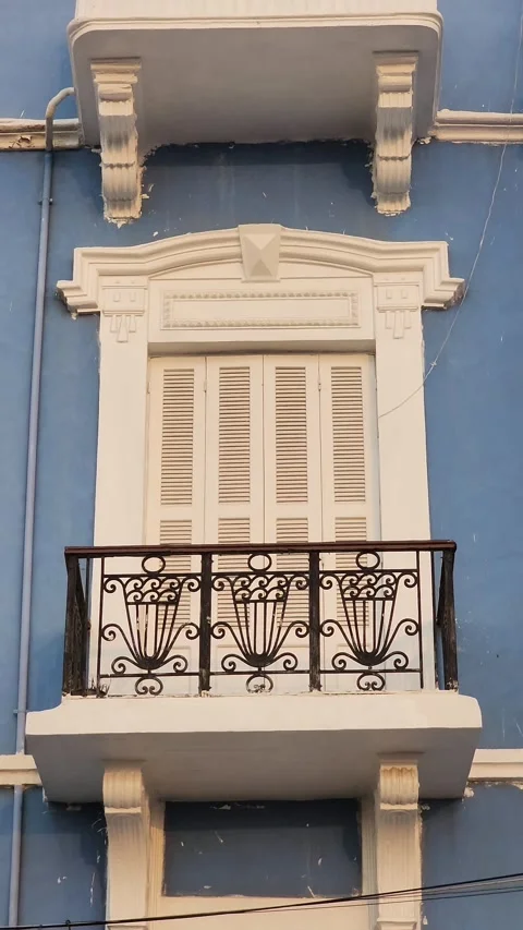 A close-up tilting shot of an old building in Tripoli Lebanon Stock-Footage 314209059
