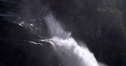 Close tilting shot water falling at waterfalls of Krimml landmark in Austria, 4K Stock Footage 79405639