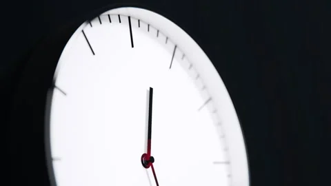 Close-Up Time-Lapse 3d Animation of Minimalistic Classic Clock on Black Wall Stock Footage 317993481