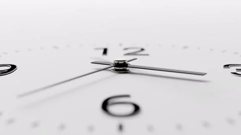 Close-up time-lapse black wall clock, neutral light white background, zoom out Video stock 308035671