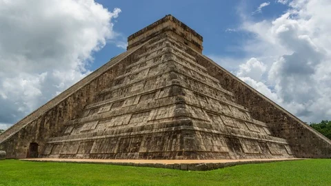 Close up Time Lapse of Clouds Moving Over Chichen Itza In Mexico Stock Footage 95756538