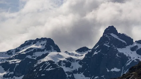Close up time lapse of clouds moving in the mountains of Lofoten Stock Footage 112717793