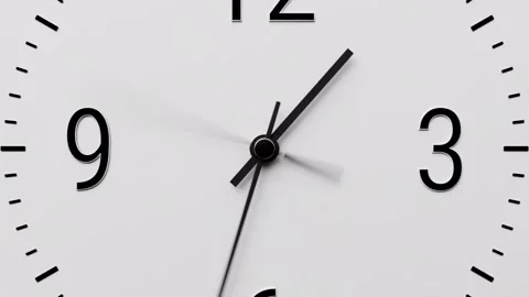 Close-up time-lapse of minimalist classic black wall clock, zoom out effect Stock Footage 306544992