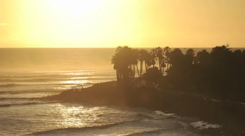 Close up time lapse with motion of sun setting in the clouds over Ventura Point Stock Footage 1019519