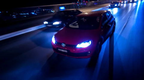 Close Up Time-lapse of Red VW Hatch on Anzac Bridge 253BD4 Stock Footage 32884092