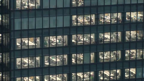 Close up time lapse shot of office building window at night. Stock Footage 337654439