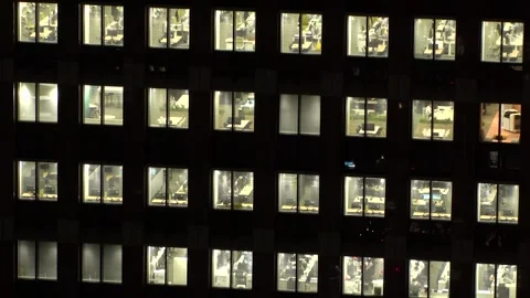 Close up time lapse shot of office building window at night. Stock Footage 337654453