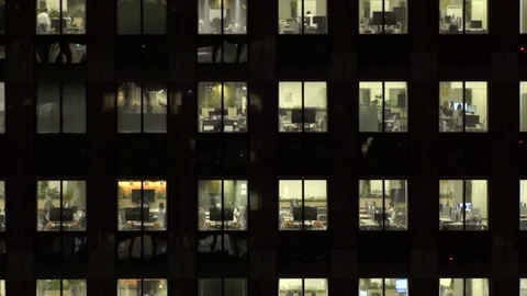 Close up time lapse shot of office building window at night. Stock Footage 337654511