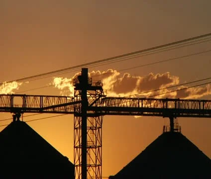 Close time lapse silhouette of grain elevators Stock Footage 21591813
