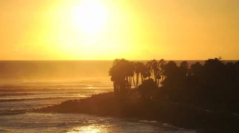 Close up time lapse with slow motion of sun setting in the clouds over Ventura Stock Footage 1019531
