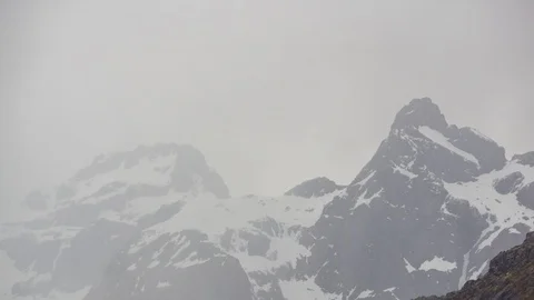 Close up time lapse of a snow flurry in the mountains of Lofoten Stock Footage 112717749
