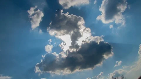 Close up time lapse of sun behind a large cloud Stock Footage 154219750