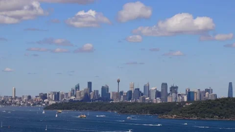 Close-up time lapse of Sydney city CBD over Harbour from North head – 4k. Stock Footage 146725931