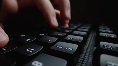 Close-up time lapse typing on keyboard with fingers. Macro soft focus dolly shot Stock Footage 115959805