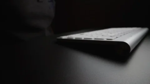 Close-up time lapse typing on keyboard with fingers. Macro soft focus dolly shot Stock Footage 117813738