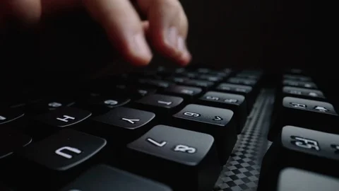 Close-up time lapse typing on keyboard with fingers. Macro soft focus dolly shot Stock Footage 118281688
