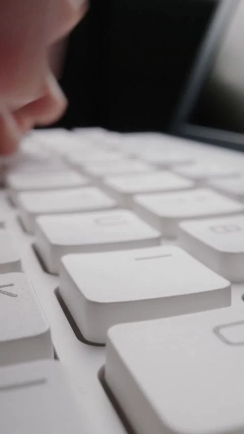 Close-up time lapse typing on keyboard with fingers. Macro soft focus dolly shot Stock Footage 290991182