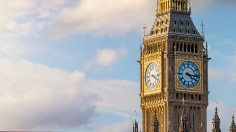 Close-up time lapse view of the Big Ben Tower in London Stock-Footage 310836303