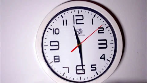 Close-Up Time-Lapse of a White Office Wall Clock With a Red Second Hand Stock Footage 337082358