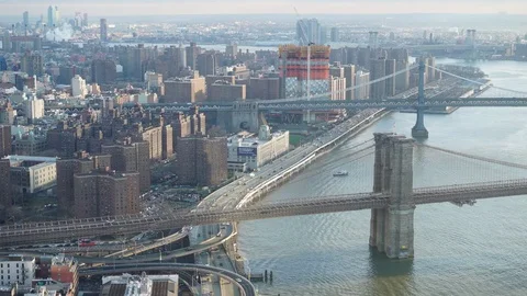 Close up Timelapse of the Brooklyn and Manhattan bridges Video stock 76410903