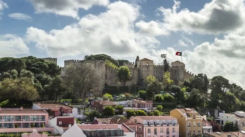 Close-up Timelapse over the Lisbon skyline. Portugal Stockbeeldmateriaal 79813651