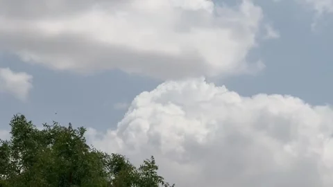 Close Up Timelapse of White Fluffy Clouds Forming in Blue Sky Stock Footage 331645769