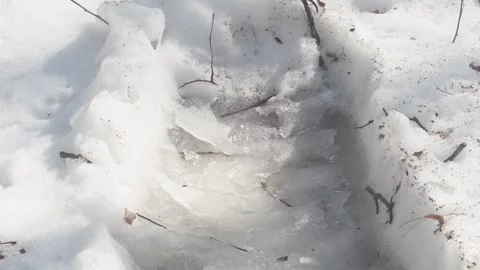 Close-up of tire prints in snow Stock Footage 340154324