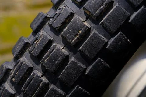 Close up tire texture pattern with blur background Stock Photos
