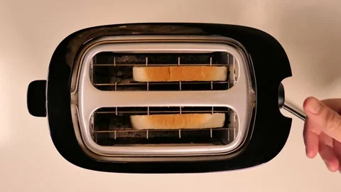 Close up of toaster with two slices of toast Stock Footage 143285435