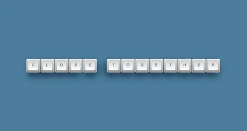 Close together text on a 3d keyboard button with shadow concept series Ilustración de archivo