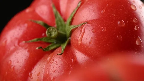 Close-up of a tomato with a drop of water on it. Vídeo Stock 271196221