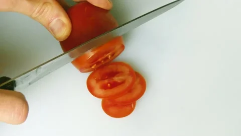 A Close-Up of Tomato Slicing Stock-Footage 237212473