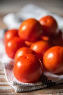 Close up of tomatoes with use of selective focus Stock Photos