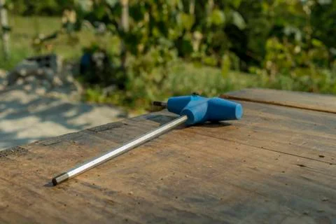 Close-Up Of tool On Wooden Table Stock Photos