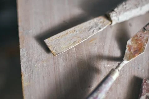 Close up Tools for forming clay on background Stock Photos