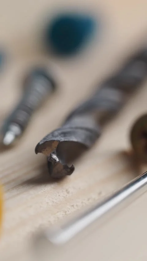 Close up of tools on a wooden table Stock Footage 340711612