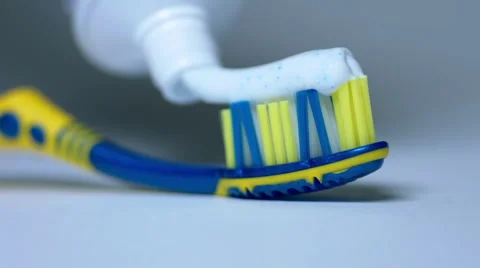 Close-up tooth brush and paste Stock Footage 45724716