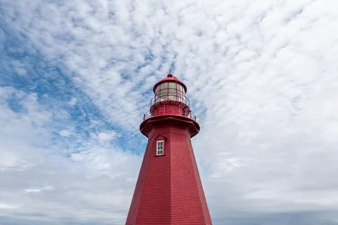 Close-up of the top of a red lighthouse Stock Photos